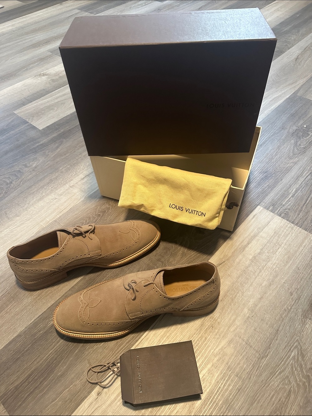 Louis Vuitton Men's Suede Derby Shoes - Taupe Brown
